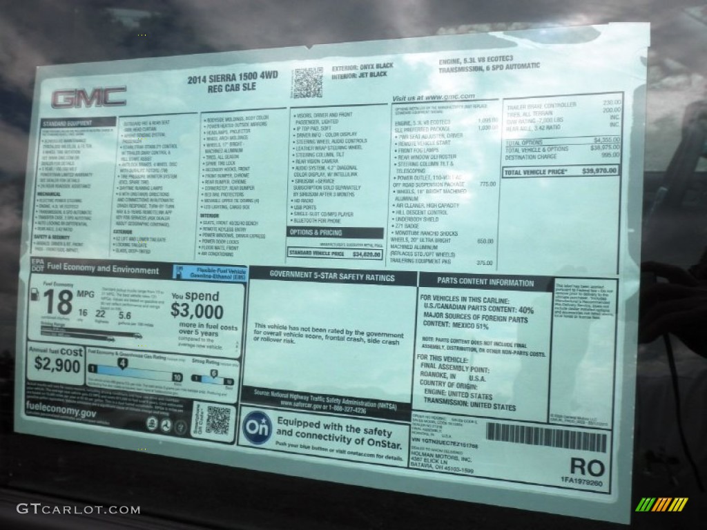 2014 GMC Sierra 1500 Regular Cab 4x4 Window Sticker Photos