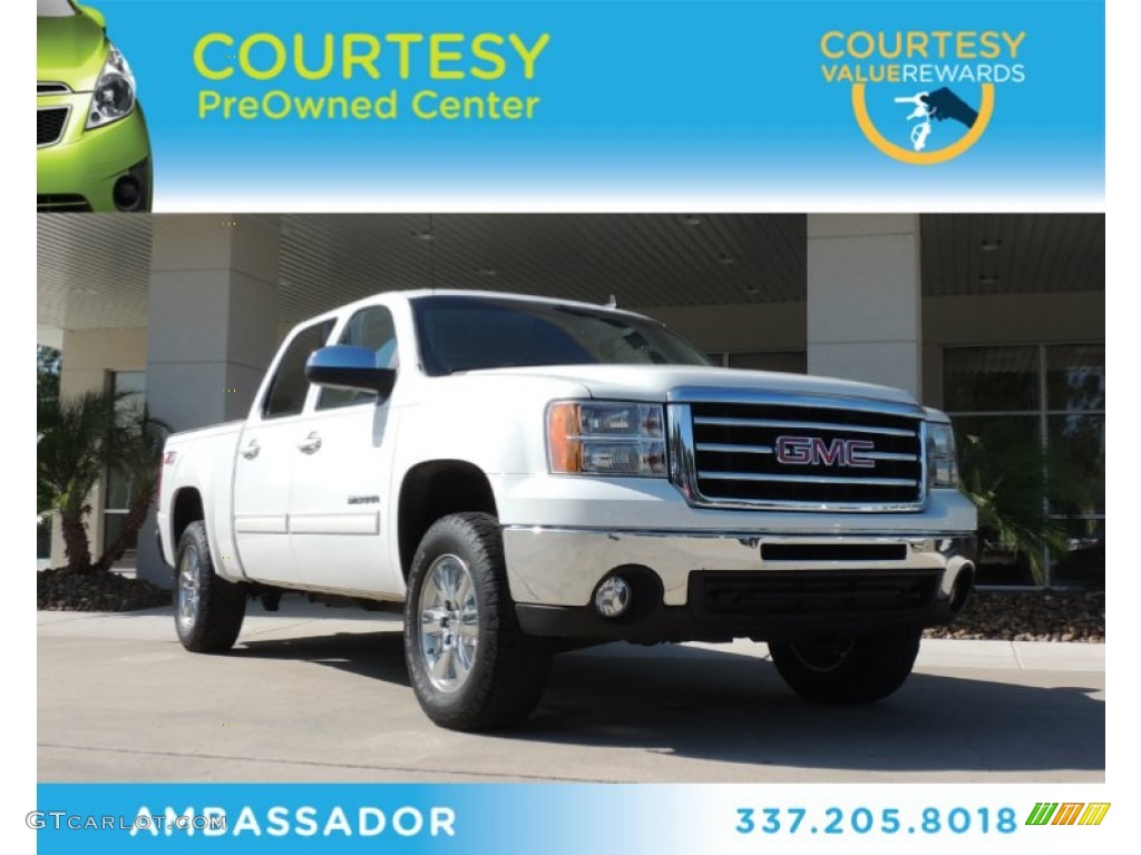 2012 Sierra 1500 SLT Crew Cab 4x4 - Summit White / Very Dark Cashmere/Light Cashmere photo #1