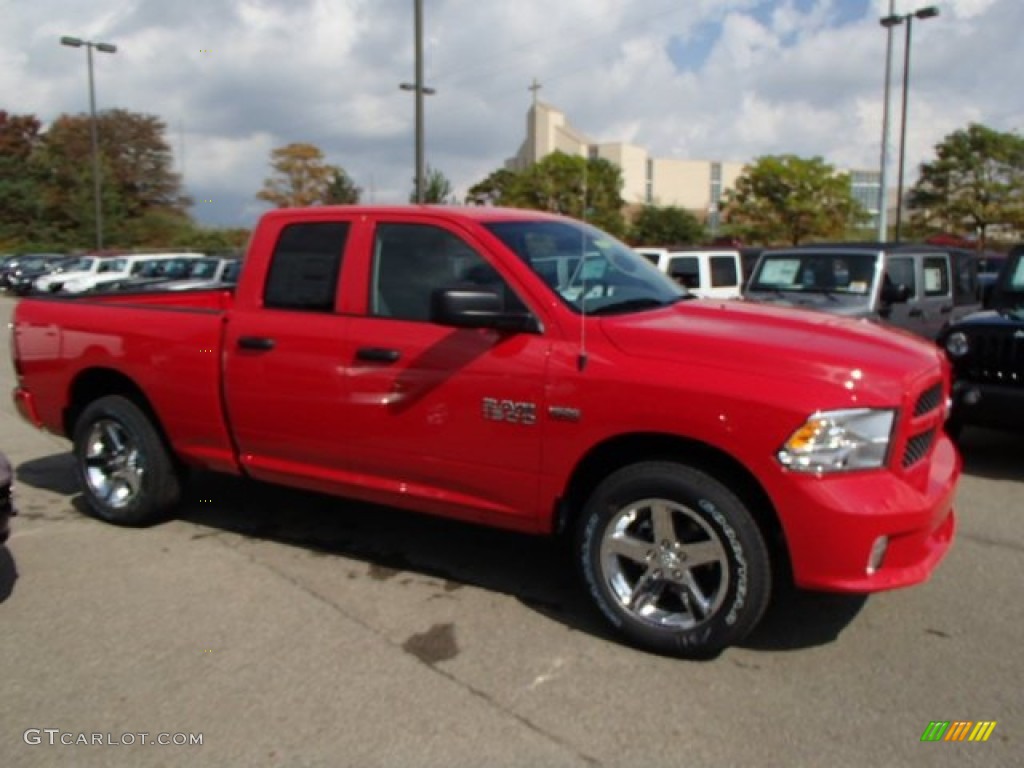 2014 1500 Express Quad Cab 4x4 - Flame Red / Black/Diesel Gray photo #5