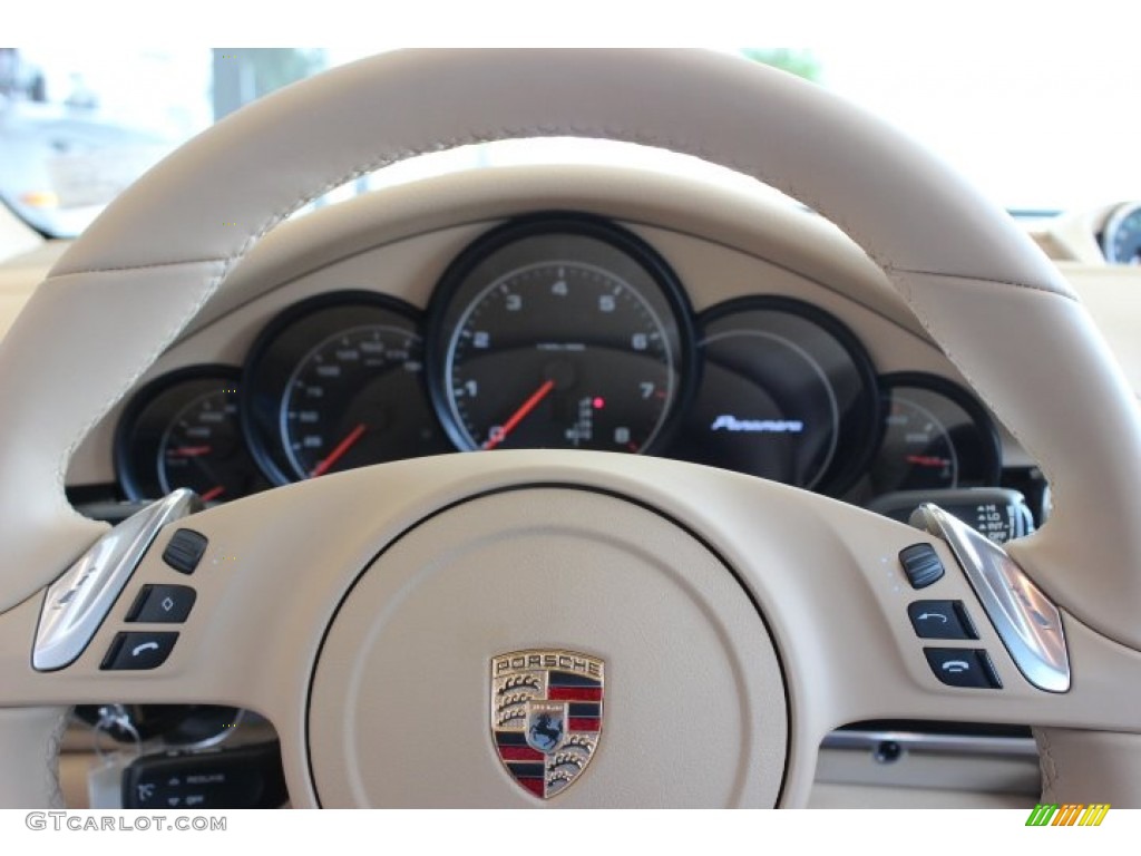 2014 Porsche Panamera Standard Panamera Model Luxor Beige Steering Wheel Photo #86457150