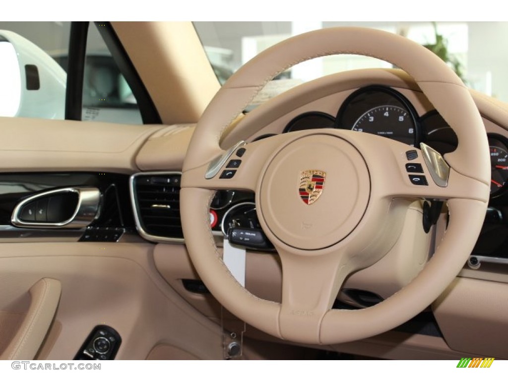 2014 Porsche Panamera Standard Panamera Model Luxor Beige Steering Wheel Photo #86457345
