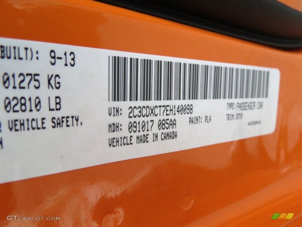 2014 Dodge Charger R/T Color Code Photos