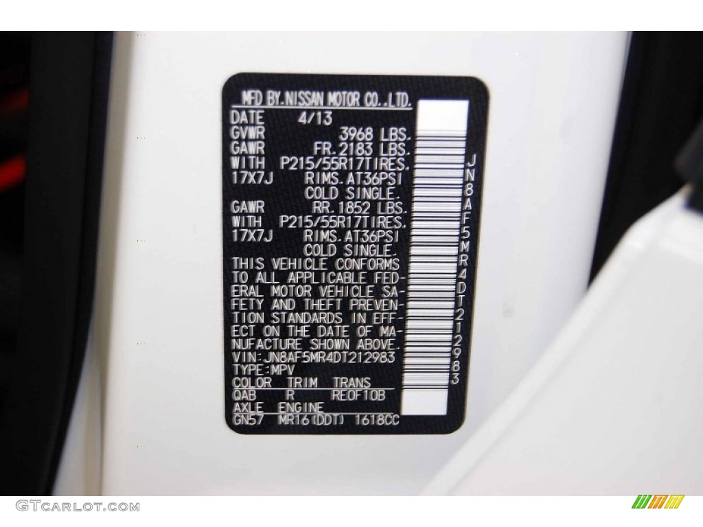 2013 Juke SL - Pearl White / Black/Red/Red Trim photo #13