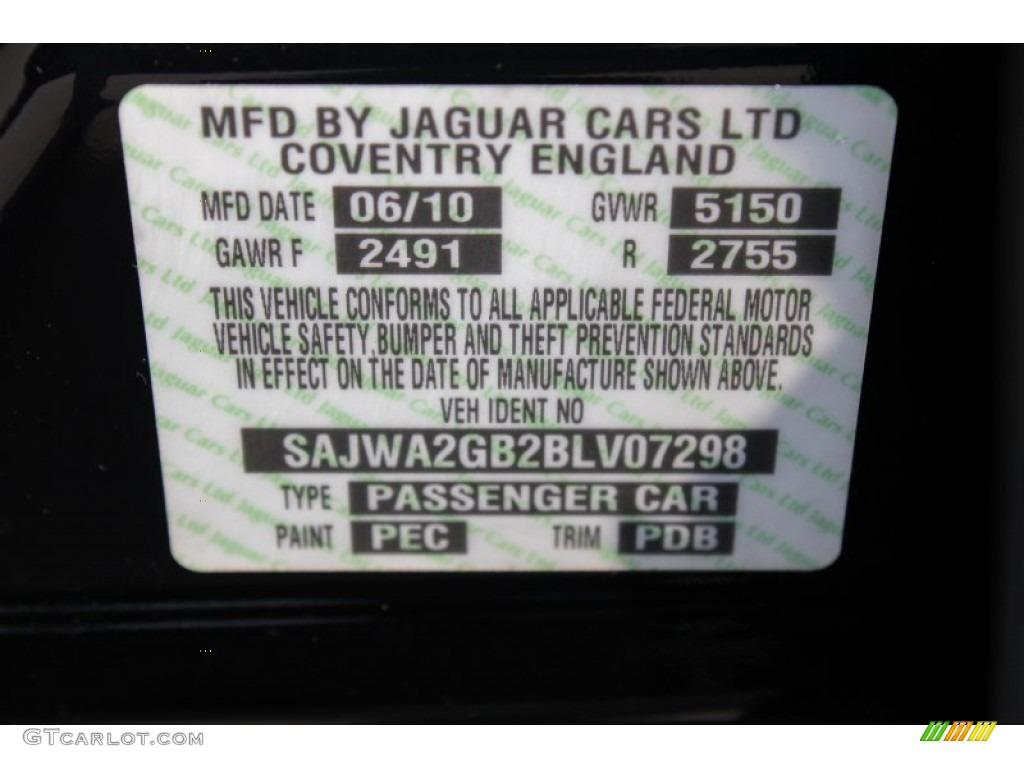 2011 Jaguar XJ XJL Color Code Photos