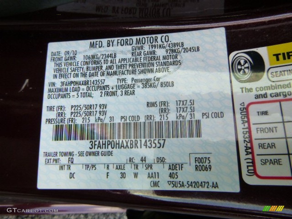 2011 Fusion Color Code FQ for Bordeaux Reserve Metallic Photo #86479524