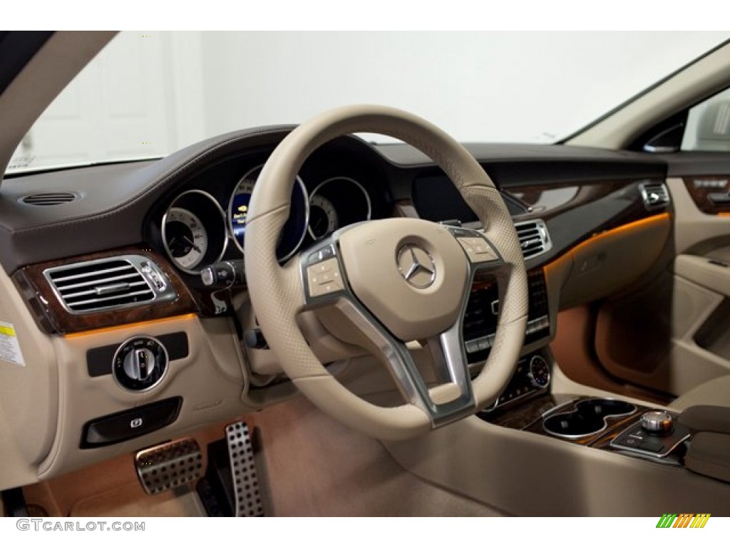 2013 Mercedes-Benz CLS 550 4Matic Coupe Almond/Mocha Steering Wheel Photo #86483943