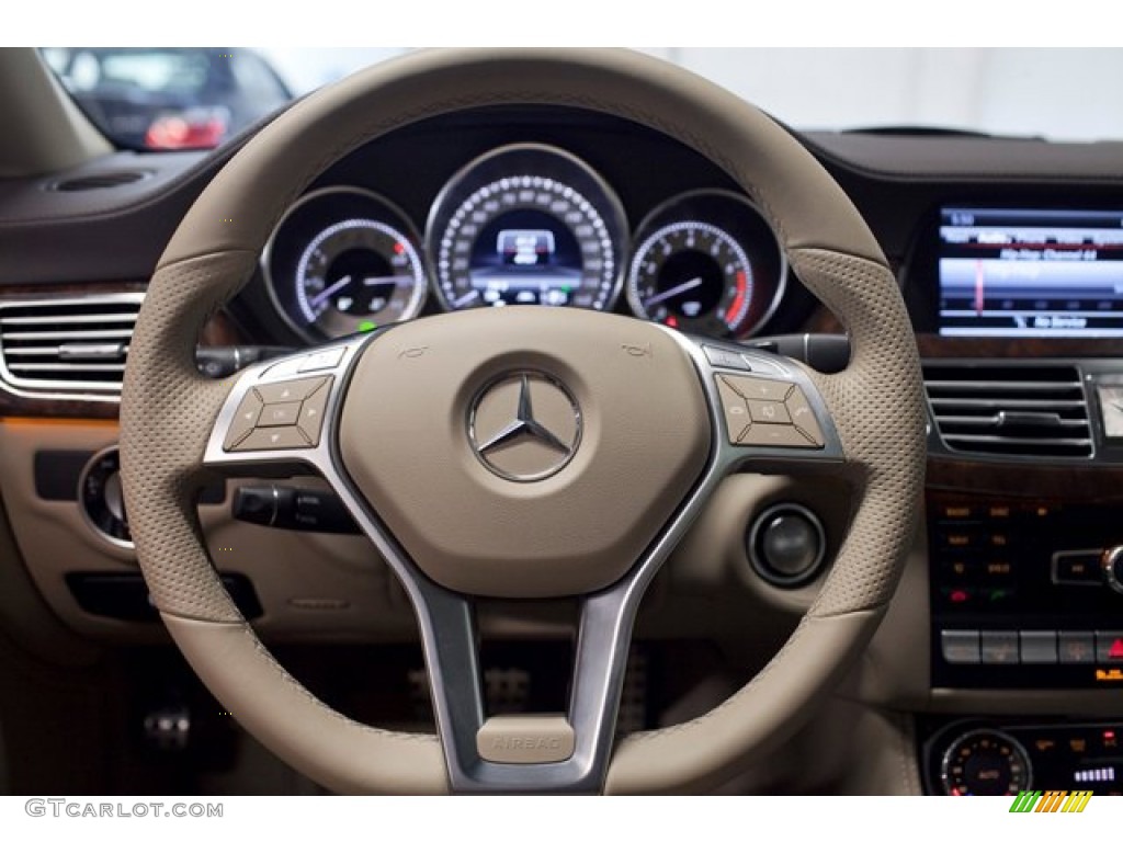 2013 Mercedes-Benz CLS 550 4Matic Coupe Almond/Mocha Steering Wheel Photo #86483991