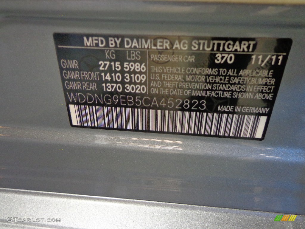 2012 Mercedes-Benz S 550 4Matic Sedan Color Code Photos