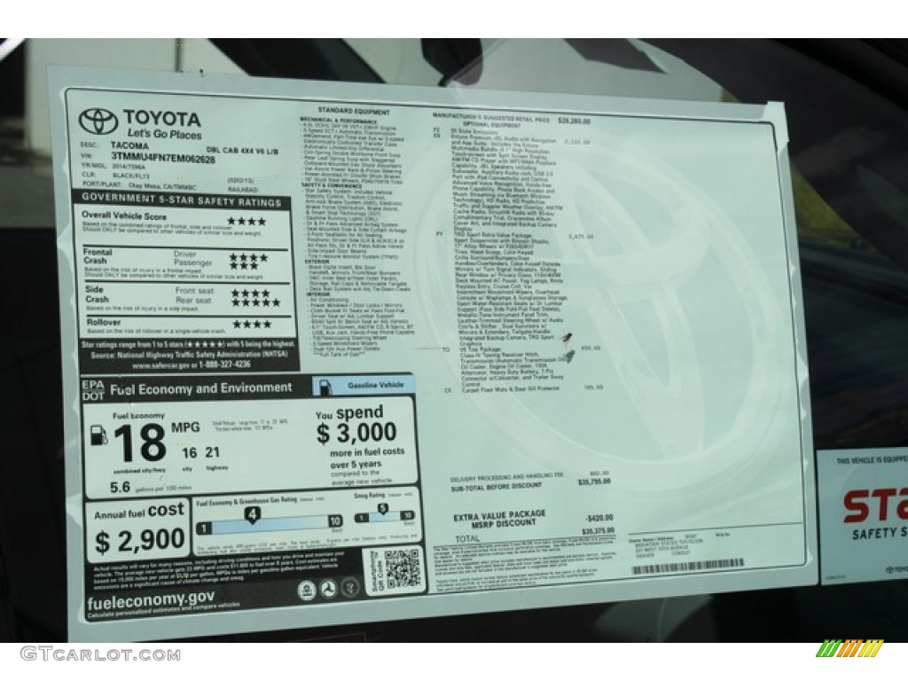 2014 Tacoma V6 TRD Sport Double Cab 4x4 - Black / Graphite photo #10