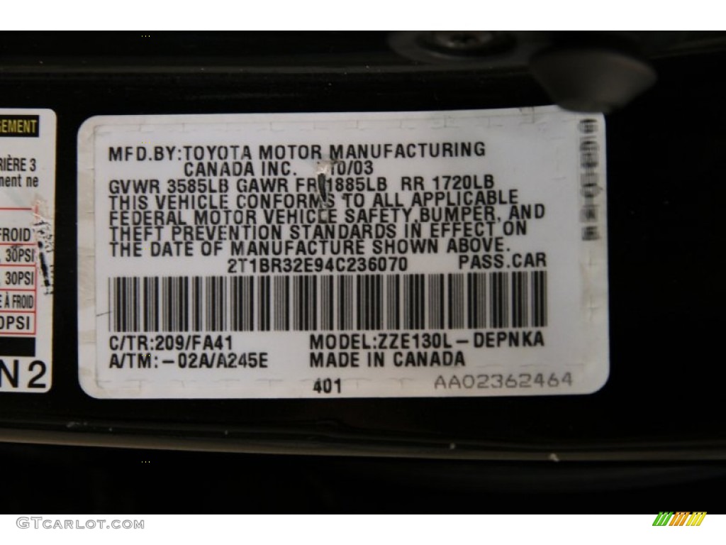 2004 Corolla LE - Black / Pebble Beige photo #16