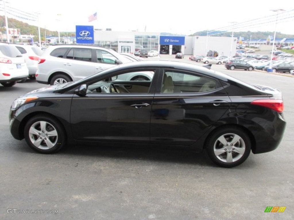 2012 Elantra GLS - Black Noir Pearl / Beige photo #5
