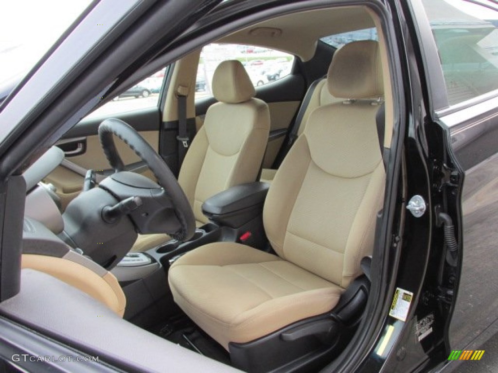 2012 Elantra GLS - Black Noir Pearl / Beige photo #11