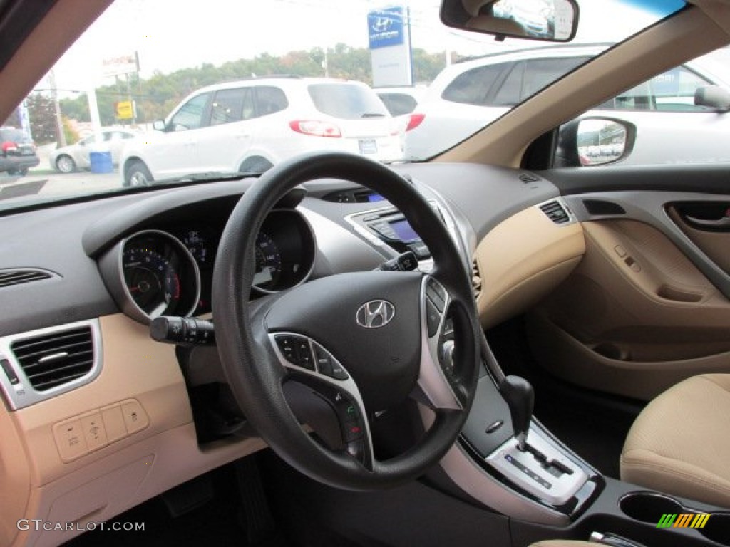 2012 Elantra GLS - Black Noir Pearl / Beige photo #12