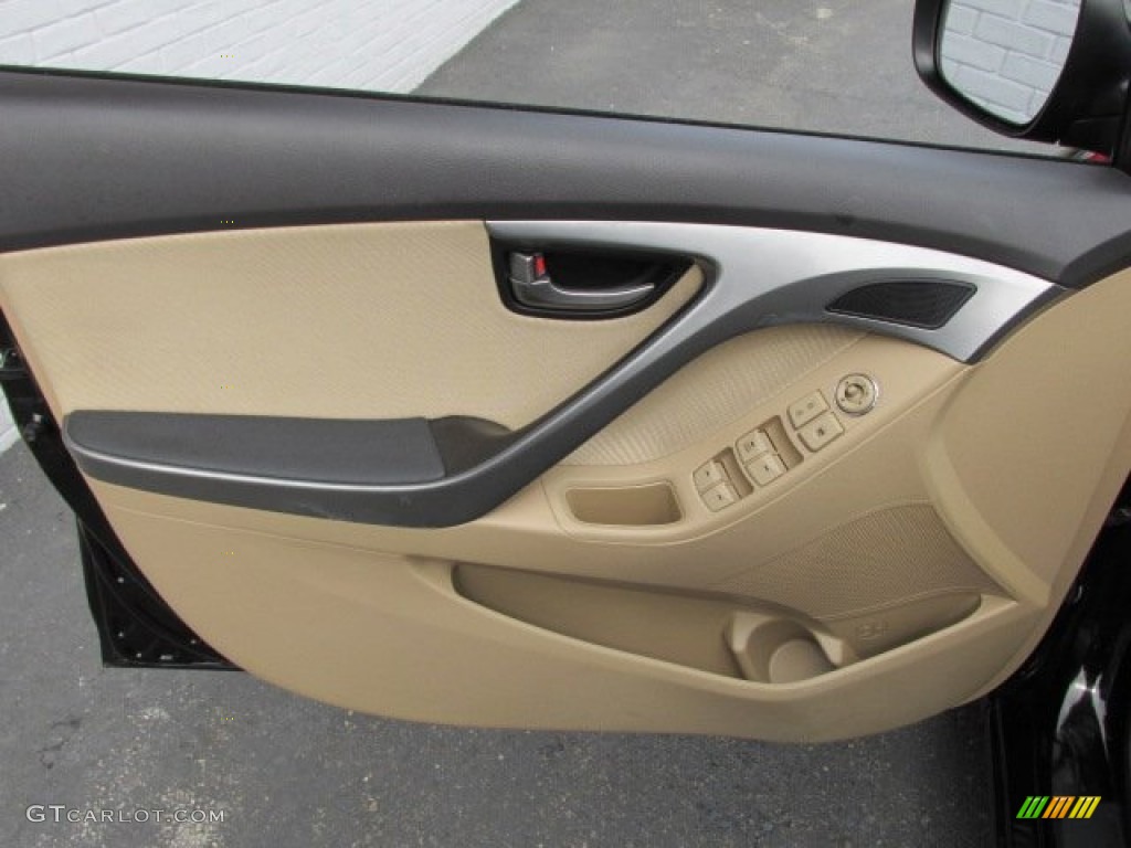 2012 Elantra GLS - Black Noir Pearl / Beige photo #13