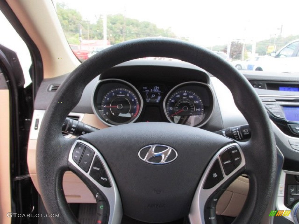 2012 Elantra GLS - Black Noir Pearl / Beige photo #19