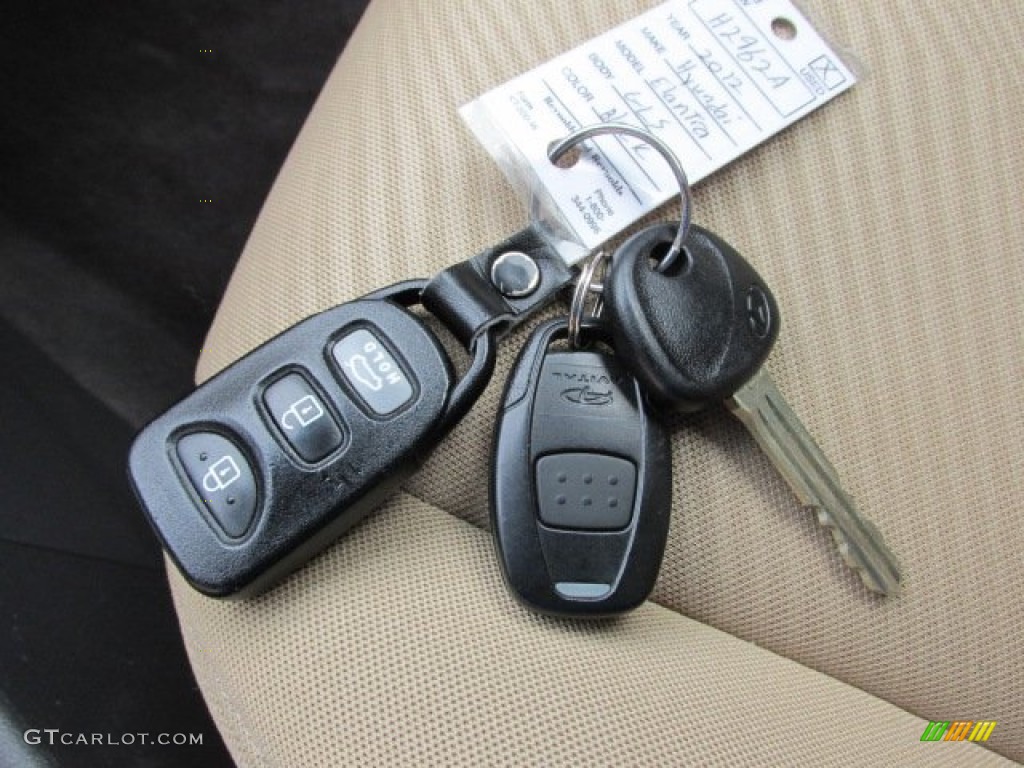 2012 Elantra GLS - Black Noir Pearl / Beige photo #22