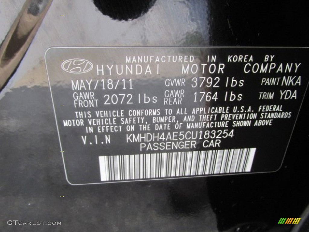 2012 Elantra GLS - Black Noir Pearl / Beige photo #23