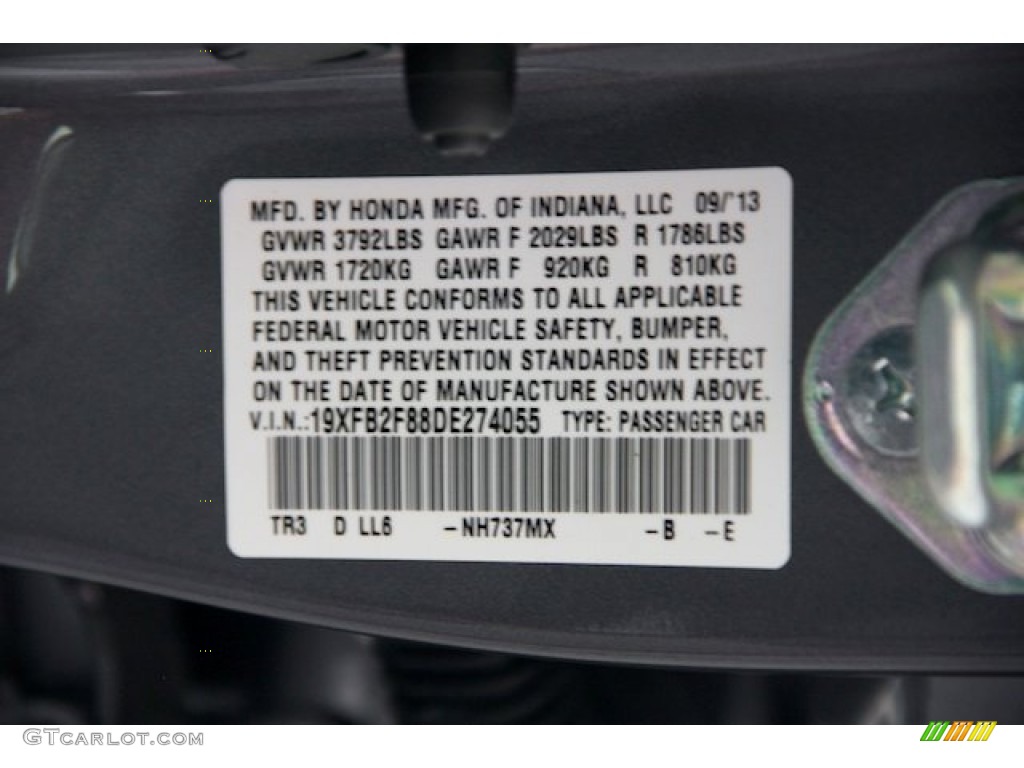 2013 Civic EX Sedan - Polished Metal Metallic / Gray photo #19