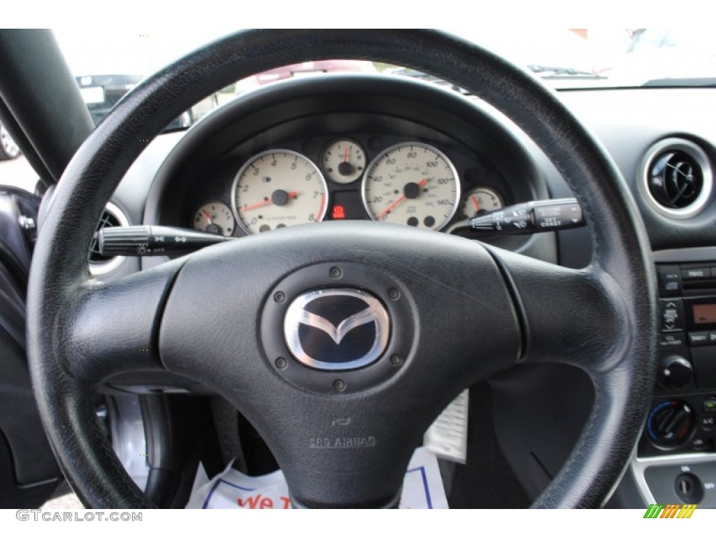 2003 Mazda MX-5 Miata Shinsen Roadster Dark Blue Steering Wheel Photo #86512579