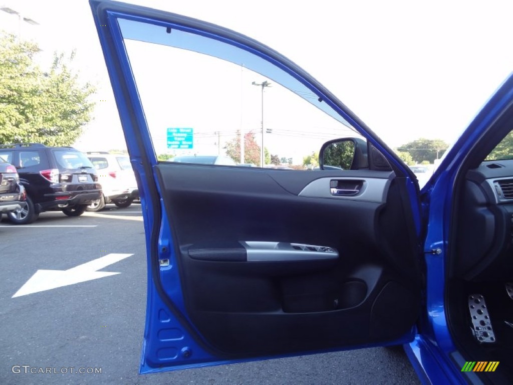 2010 Subaru Impreza WRX STi Black Alcantara/Carbon Black Leather Door Panel Photo #86513269