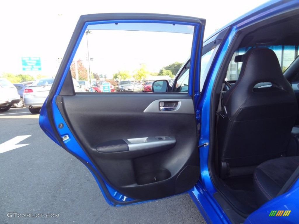 2010 Subaru Impreza WRX STi Black Alcantara/Carbon Black Leather Door Panel Photo #86513293