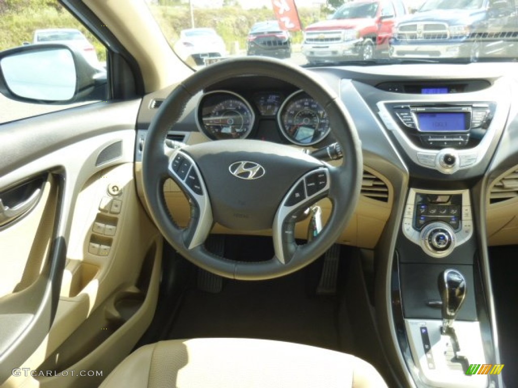 2012 Elantra Limited - Blue Sky Metallic / Beige photo #14
