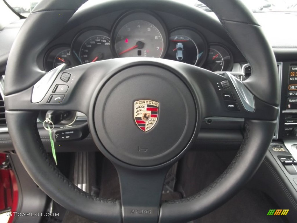 2010 Porsche Panamera 4S Black Steering Wheel Photo #86516836