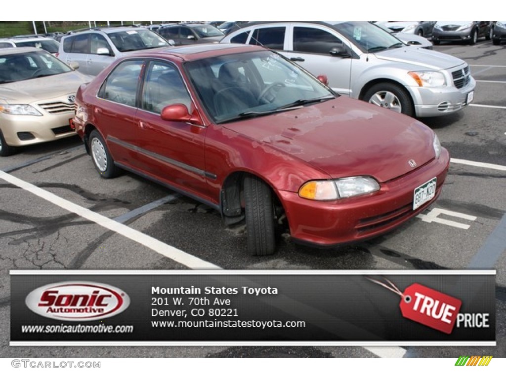 1993 Civic EX Sedan - Camellia Red Pearl / Gray photo #1