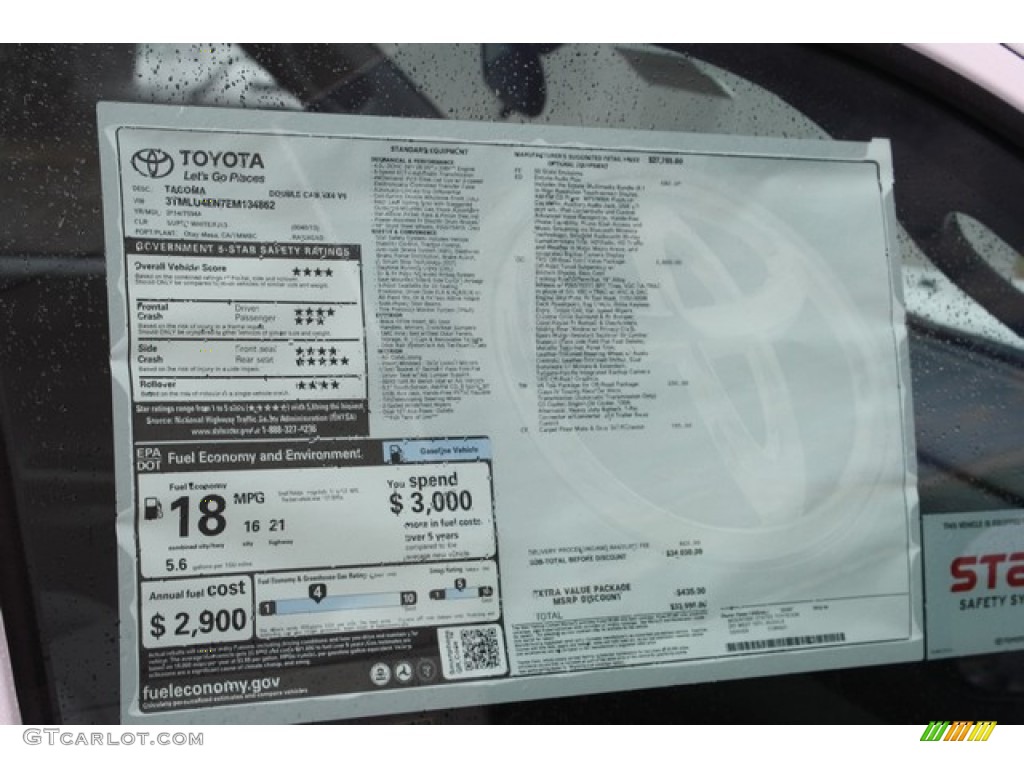 2014 Toyota Tacoma V6 TRD Double Cab 4x4 Window Sticker Photo #86526058