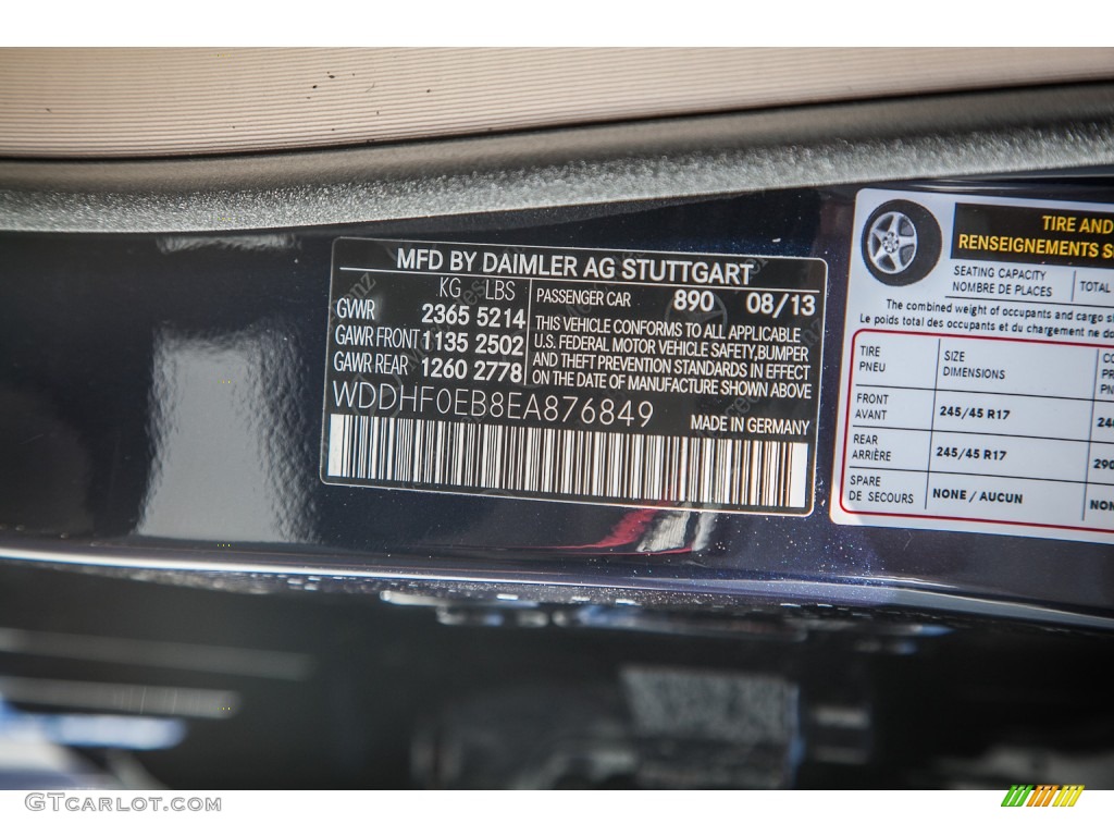 2014 Mercedes-Benz E E250 BlueTEC Sedan Color Code Photos