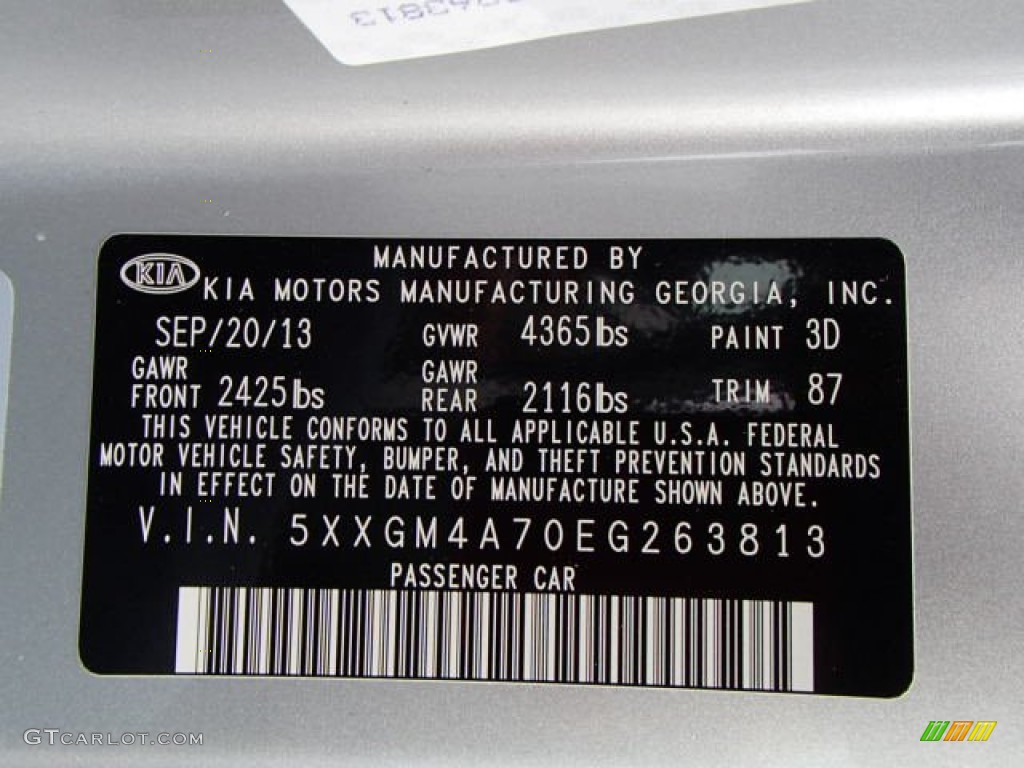 2014 Optima Color Code 3D for Bright Silver Photo #86531835