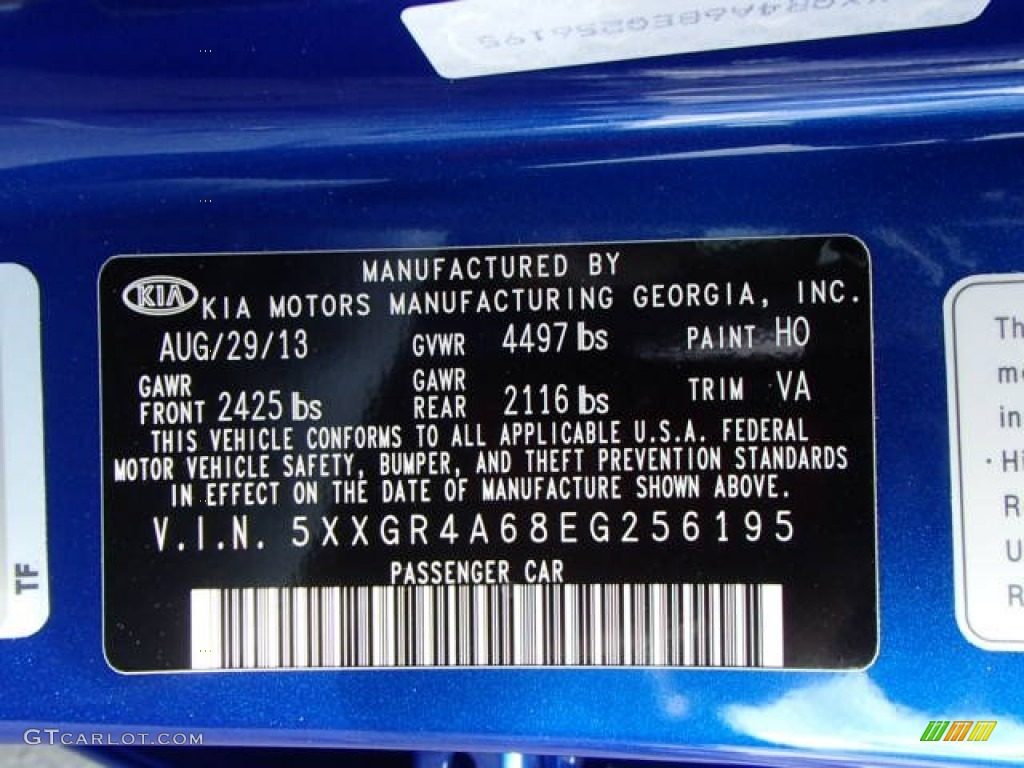 2014 Optima Color Code H0 for Corsa Blue Photo #86532735