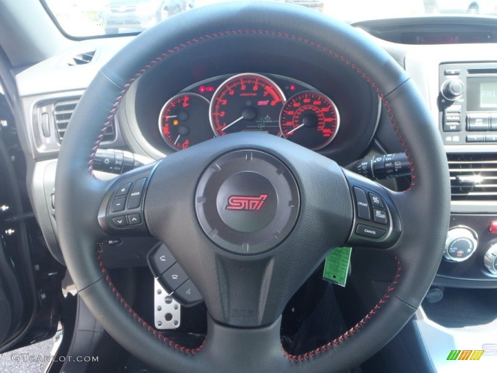 2014 Subaru Impreza WRX STi 5 Door STI Black Alcantara/ Carbon Black Leather Steering Wheel Photo #86533145