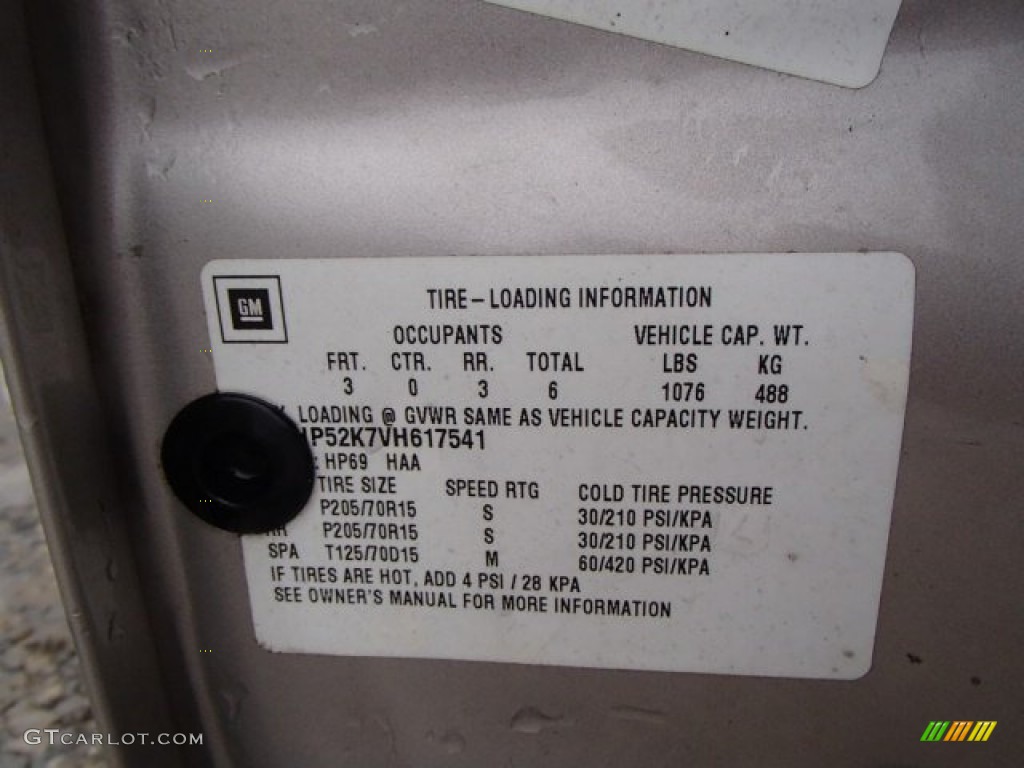 1997 Buick LeSabre Custom Info Tag Photo #86535447