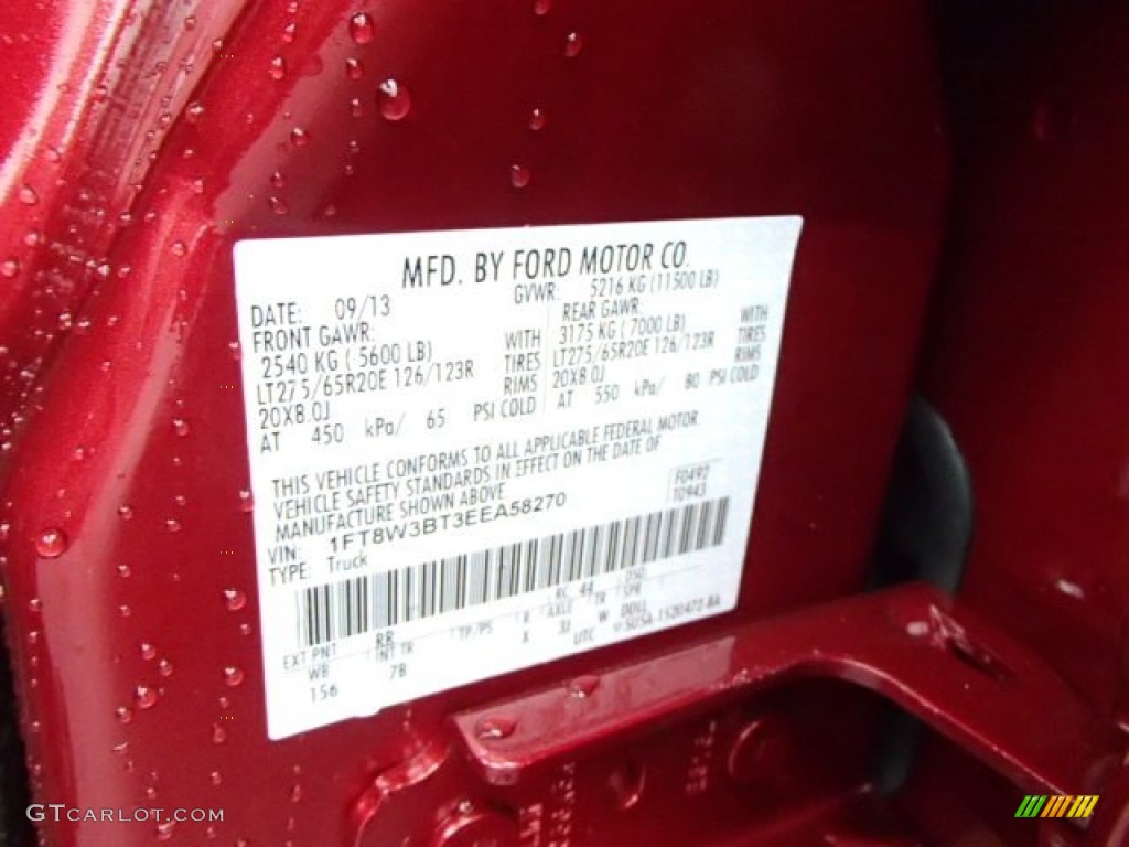 2014 F350 Super Duty Color Code RR for Ruby Red Metallic Photo #86536030