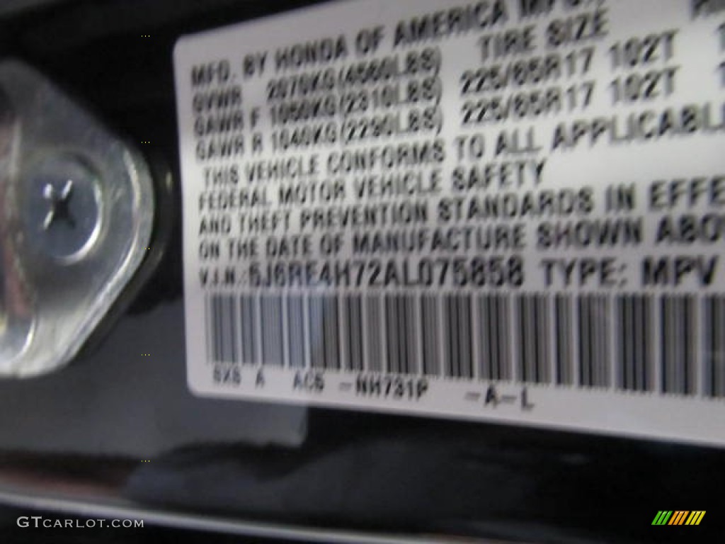 2010 CR-V EX-L AWD - Crystal Black Pearl / Black photo #14