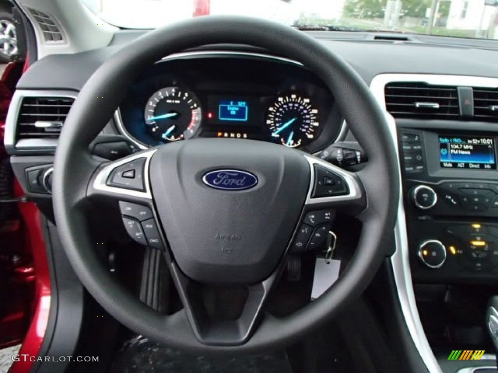 2014 Ford Fusion S Earth Gray Steering Wheel Photo #86538239