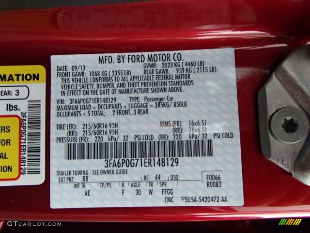 2014 Fusion Color Code RR for Ruby Red Photo #86538387