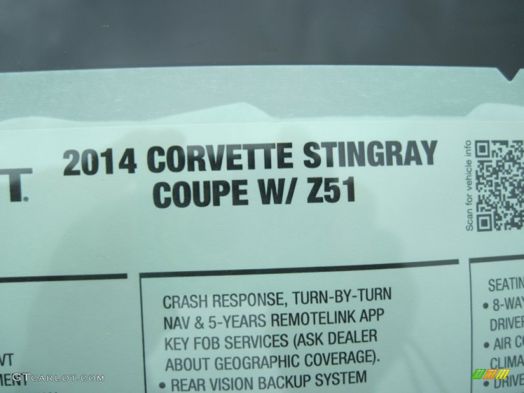 2014 Chevrolet Corvette Stingray Coupe Z51 Window Sticker Photo #86540388