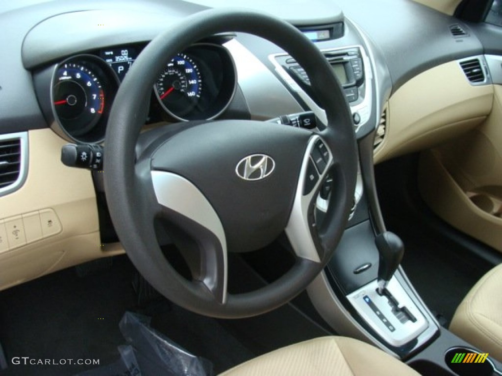 2012 Elantra GLS - Shimmering White / Beige photo #9