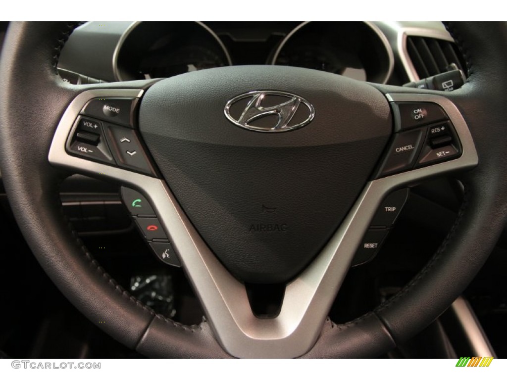 2012 Hyundai Veloster Standard Veloster Model Black Steering Wheel Photo #86549373