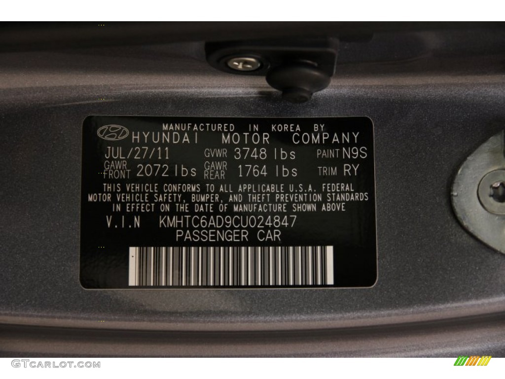 2012 Veloster Color Code N9S for Triathlon Gray Photo #86549652