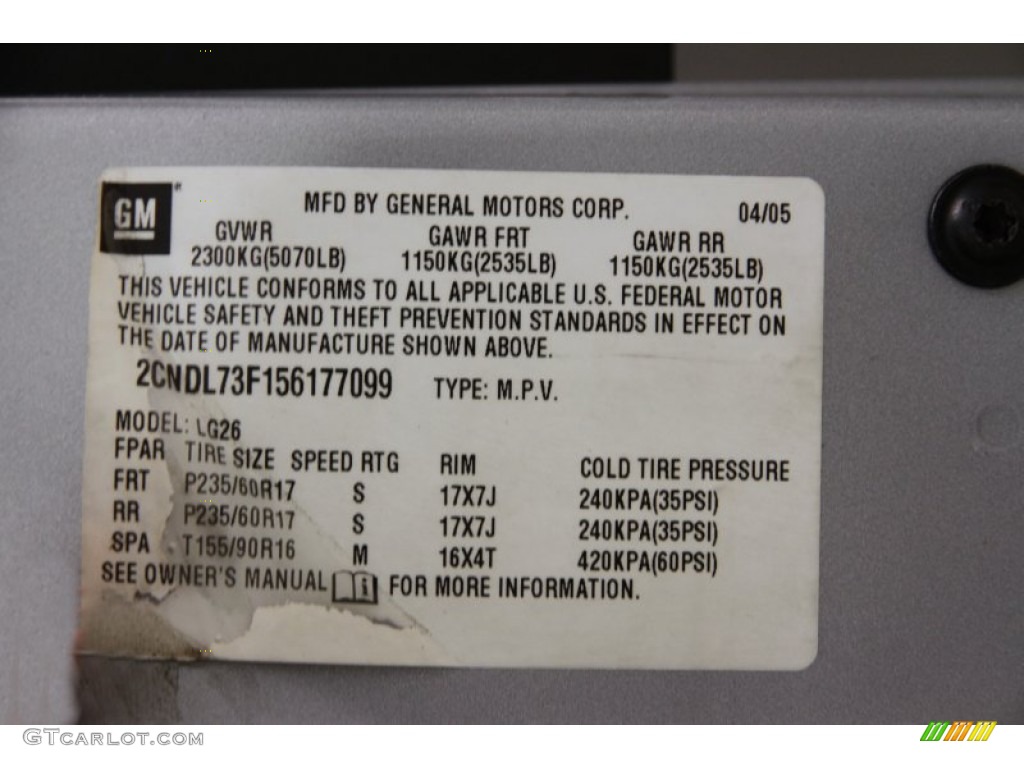 2005 Equinox LT AWD - Galaxy Silver Metallic / Light Gray photo #16