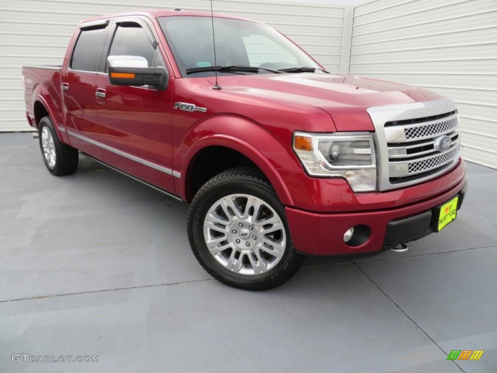 2013 F150 Platinum SuperCrew 4x4 - Ruby Red Metallic / Platinum Unique Black Leather photo #2