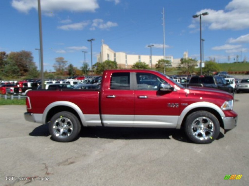 2014 1500 Laramie Quad Cab 4x4 - Deep Cherry Red Crystal Pearl / Black photo #5