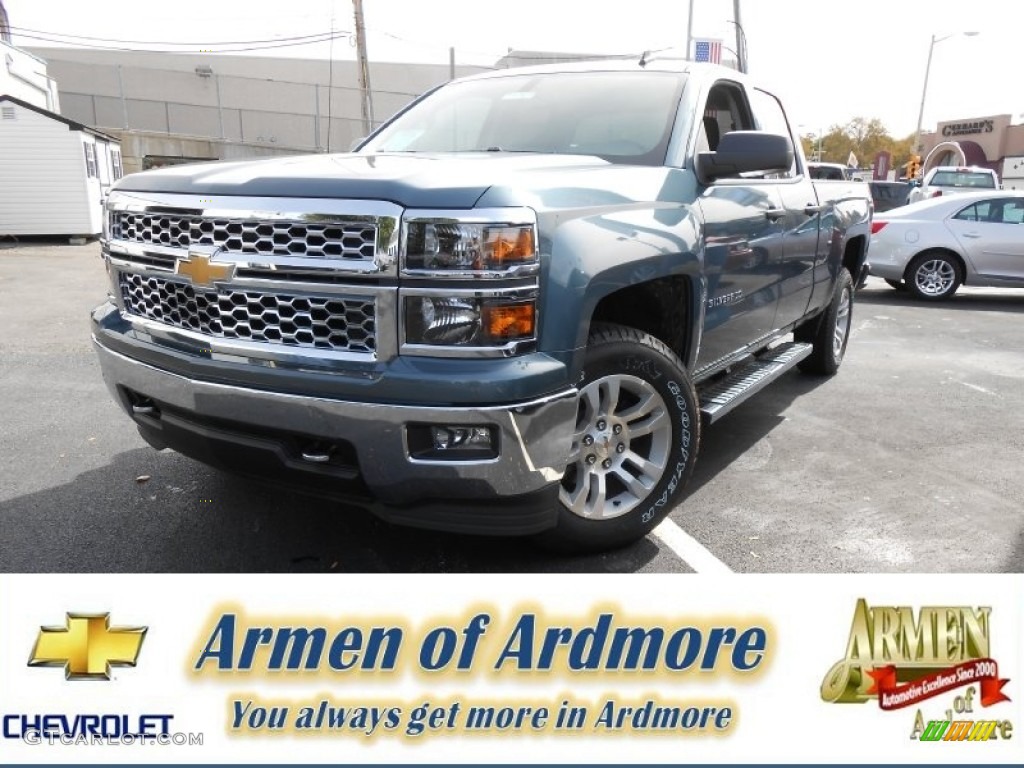 2014 Silverado 1500 LT Double Cab 4x4 - Blue Granite Metallic / Jet Black photo #1