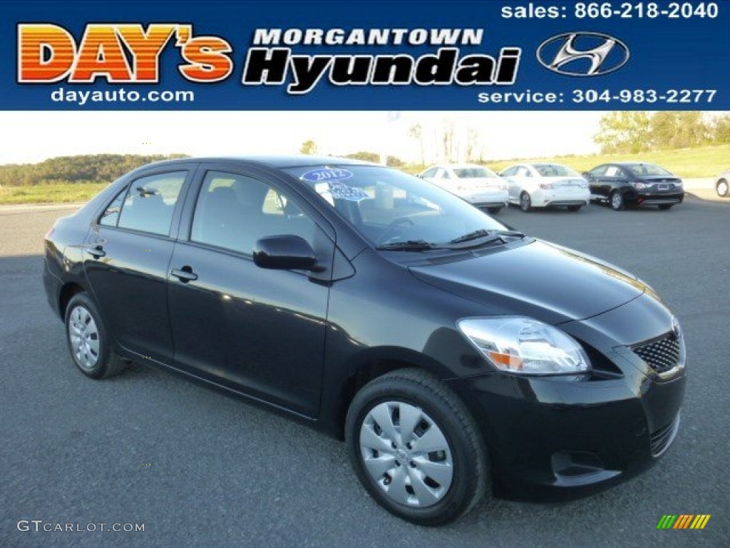 2012 Yaris Sedan - Black Sand Pearl / Dark Gray photo #1