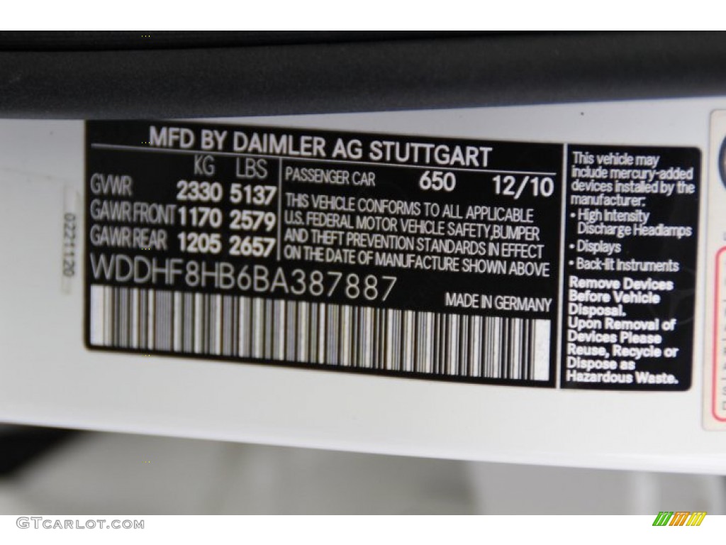 2011 E Color Code 650 for Arctic White Photo #86573751