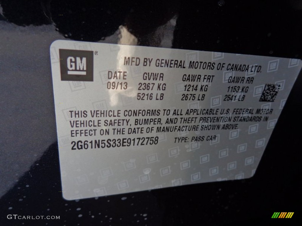 2014 Cadillac XTS Luxury AWD Info Tag Photo #86576469
