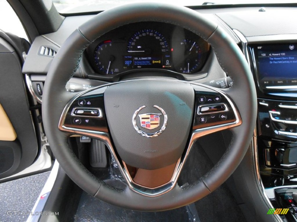 2014 Cadillac ATS 2.5L Caramel/Jet Black Steering Wheel Photo #86579172